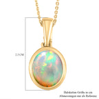 Natürlicher, äthiopischer Opal-Anhänger mit Kette, 925 Silber Gelbgold Vermeil ca. 2.88 ct