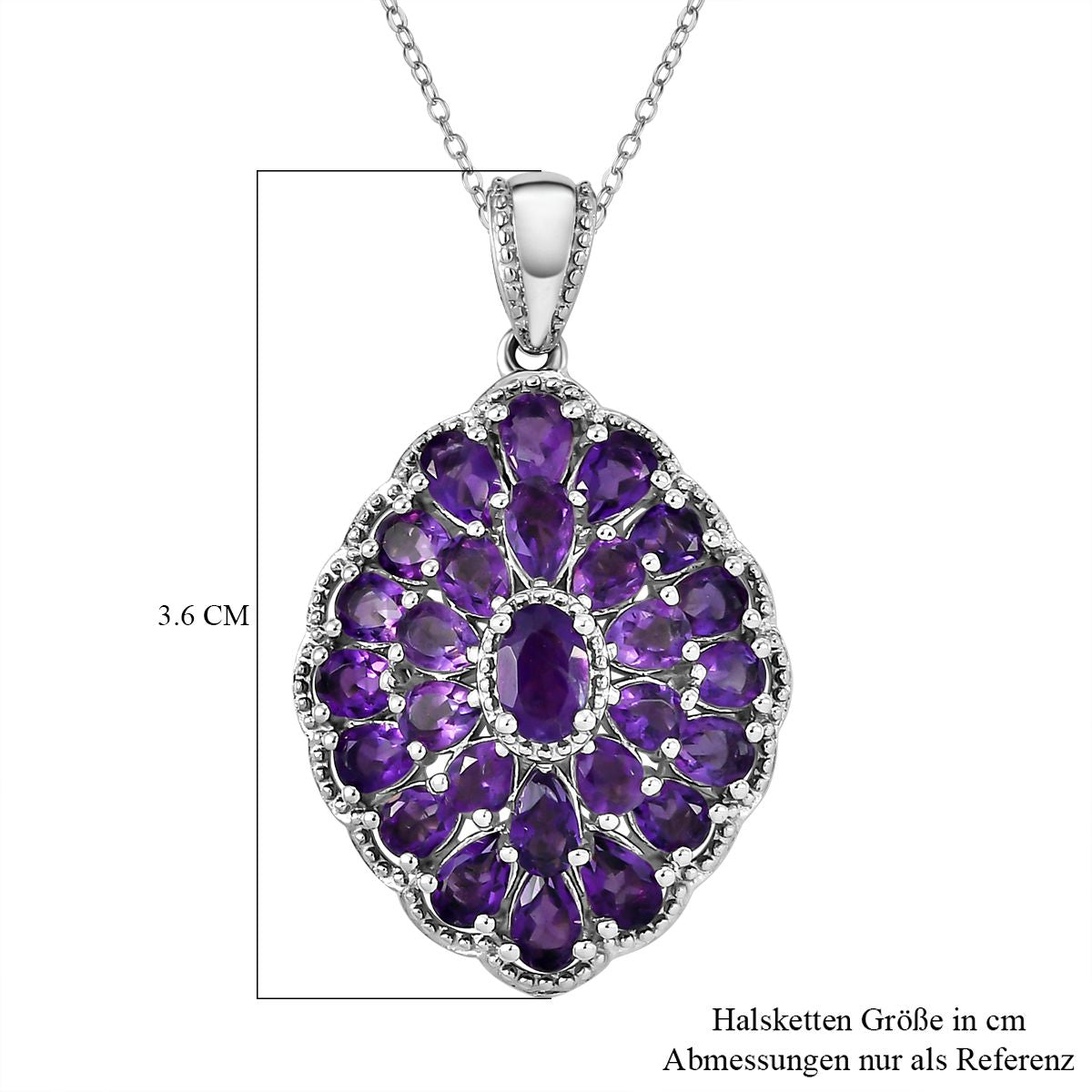 Afrikanischer Amethyst Anhänger mit Kette, ca. 50 cm, 925 Silber platiniert, ca. 4.97 ct