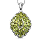 Natürlicher Peridot Anhänger mit Kette, ca. 50 cm, 925 Silber platiniert, ca. 5.93 ct