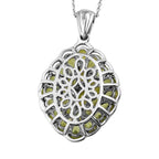 Natürlicher Peridot Anhänger mit Kette, ca. 50 cm, 925 Silber platiniert, ca. 5.93 ct