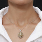 Citrin Anhänger mit Kette, ca. 50 cm, 925 Silber platiniert, ca. 5.07 ct