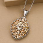 Citrin Anhänger mit Kette, ca. 50 cm, 925 Silber platiniert, ca. 5.07 ct