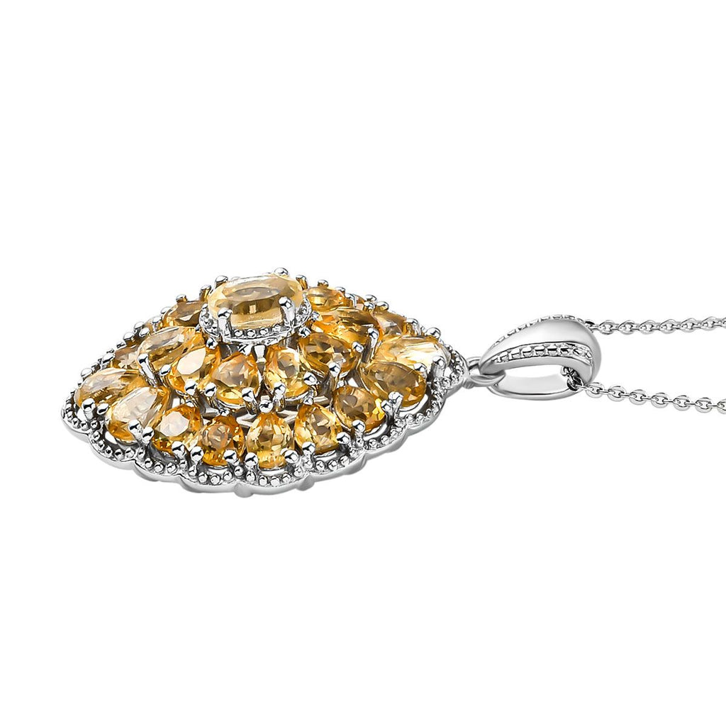Citrin Anhänger mit Kette, ca. 50 cm, 925 Silber platiniert, ca. 5.07 ct