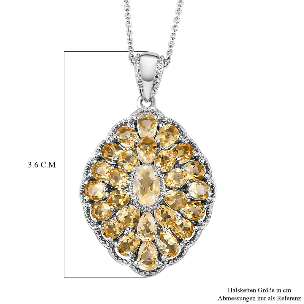 Citrin Anhänger mit Kette, ca. 50 cm, 925 Silber platiniert, ca. 5.07 ct
