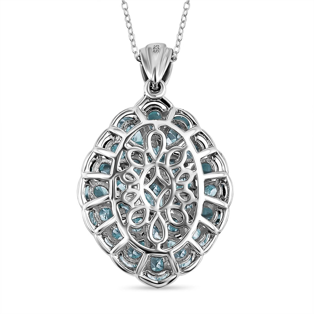 Himmelblauer Topas Anhänger mit Kette, ca. 50 cm, 925 Silber platiniert, ca. 6.14 ct