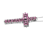 Rhodolith Granat Kreuz-Anhänger, 925 Silber platiniert ca. 9.96 ct