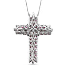 Rhodolith Granat Kreuz-Anhänger, 925 Silber platiniert ca. 9.96 ct