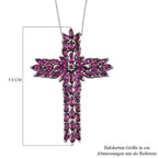 Rhodolith Granat Kreuz-Anhänger, 925 Silber platiniert ca. 9.96 ct