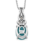 Amerikanischer, natürlicher Sleeping Beauty Türkis und weißer Zirkon-Anhänger mit Kette, 925 Silber platiniert ca. 2.34 ct