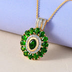 Natürlicher Chromdiopsid-Anhänger mit Kette, 925 Silber Gelbgold Vermeil ca. 4.55 ct