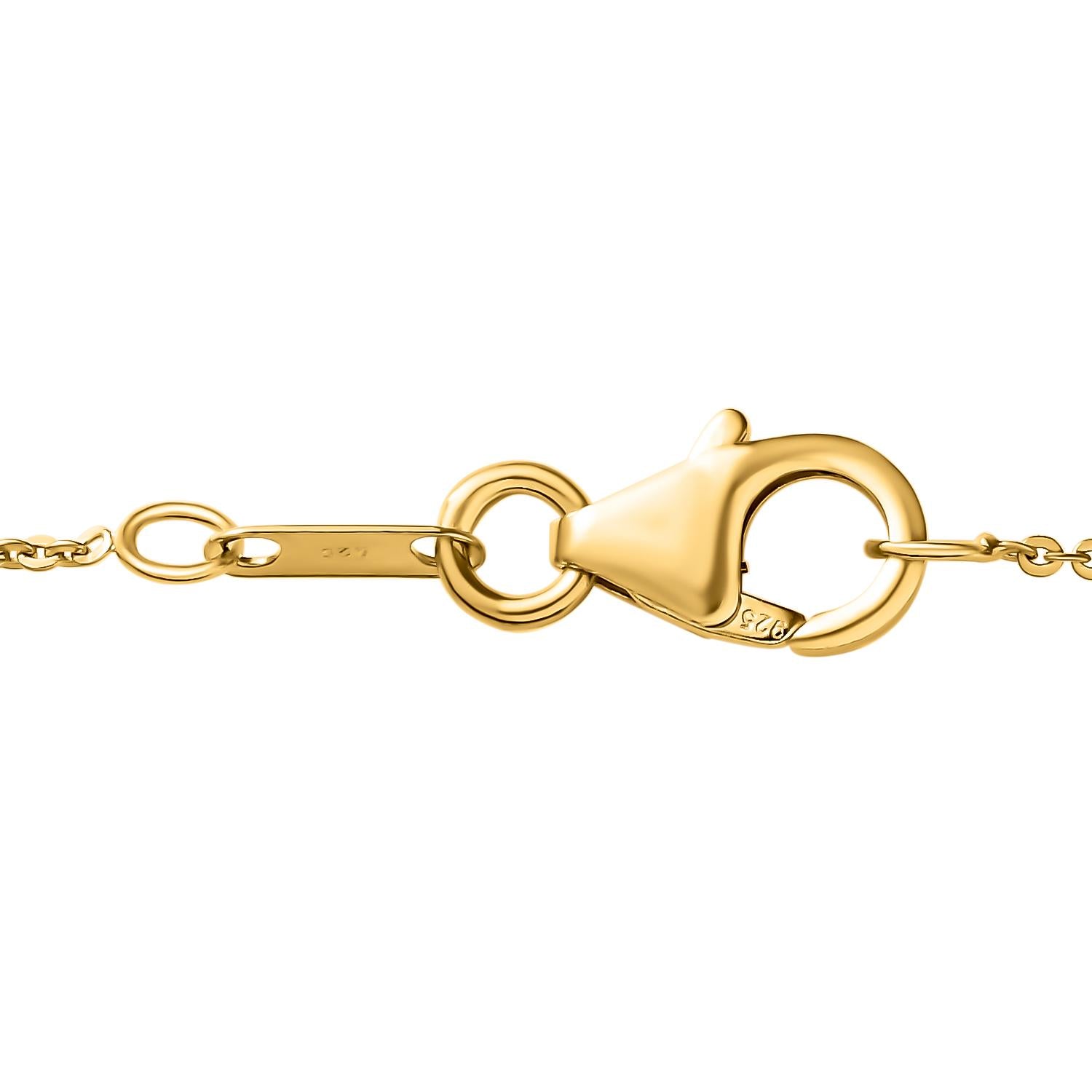 Natürlicher Chromdiopsid-Anhänger mit Kette, 925 Silber Gelbgold Vermeil ca. 4.55 ct