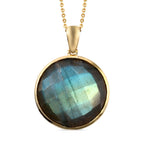 Labradorit-Anhänger mit Kette, 925 Silber Gelbgold Vermeil ca. 21.89 ct