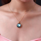 Labradorit-Anhänger mit Kette, 925 Silber Gelbgold Vermeil ca. 21.89 ct