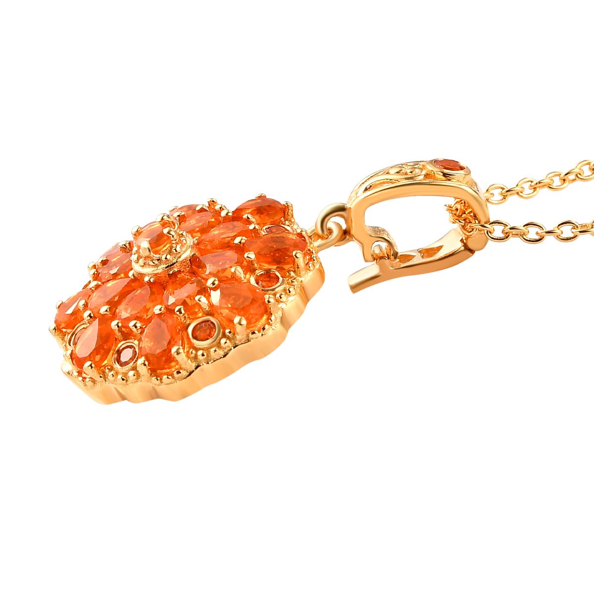 Salamanca Feueropal-Anhänger mit Kette, 925 Silber Gelbgold Vermeil ca. 1.98 ct