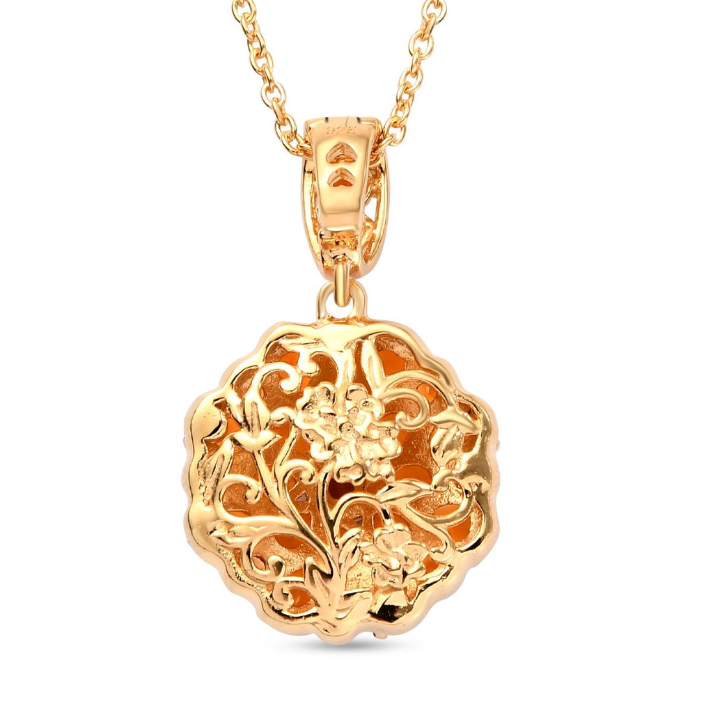 Salamanca Feueropal-Anhänger mit Kette, 925 Silber Gelbgold Vermeil ca. 1.98 ct