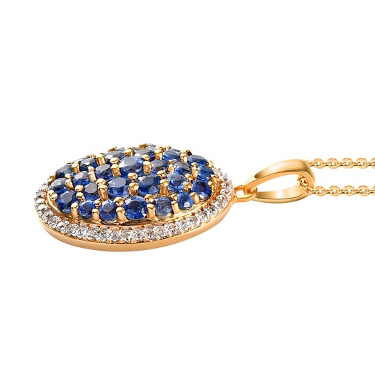 Kaschmir Kyanit-Anhänger mit Kette, 925 Silber Gelbgold Vermeil ca. 3,72 ct