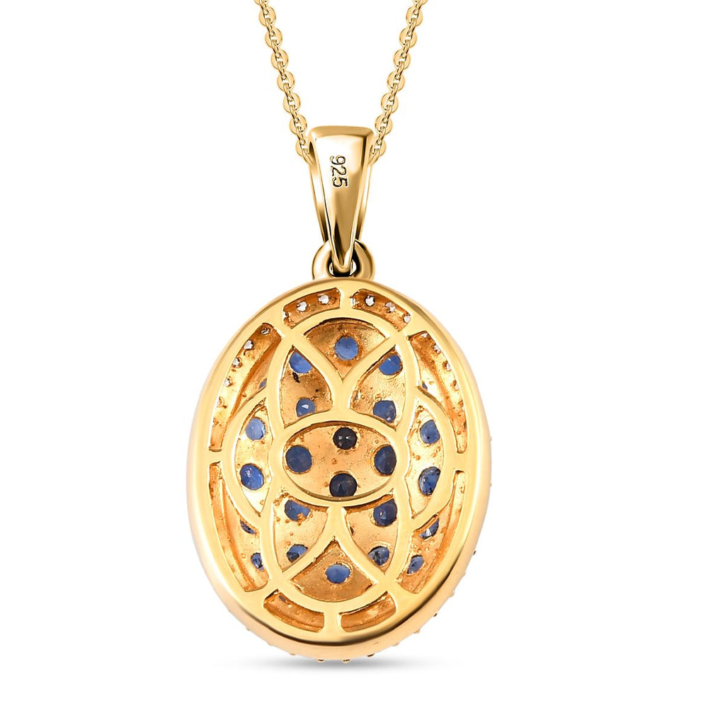 Kaschmir Kyanit-Anhänger mit Kette, 925 Silber Gelbgold Vermeil ca. 3,72 ct