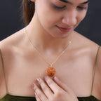 Salamanca Feueropal Anhänger mit Kette, 925 Silber Gelbgold Vermeil ca. 3.67 ct
