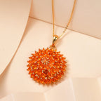 Salamanca Feueropal Anhänger mit Kette, 925 Silber Gelbgold Vermeil ca. 3.67 ct