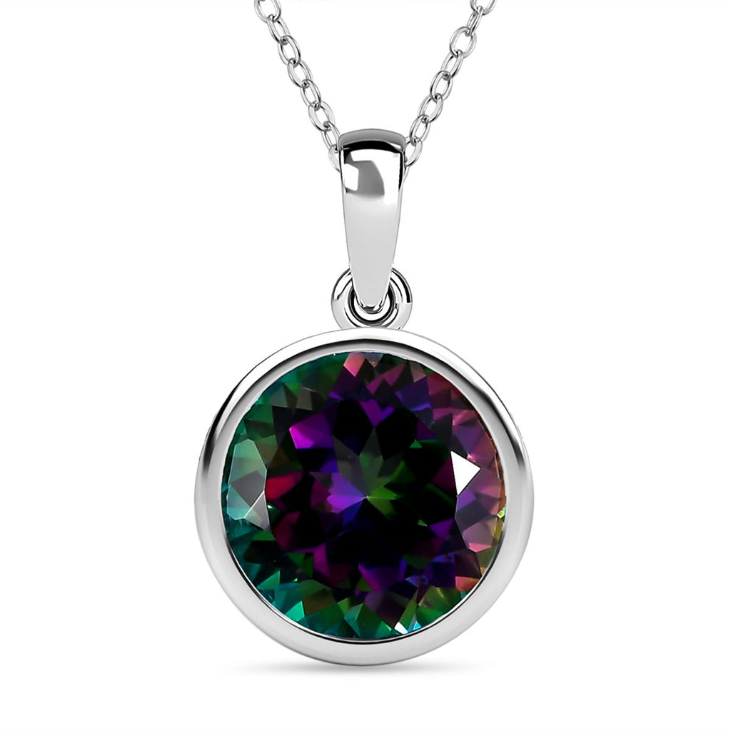 Nordlicht mystischer Topas Anhänger mit Kette, 925 Silber platiniert ca. 4.39 ct