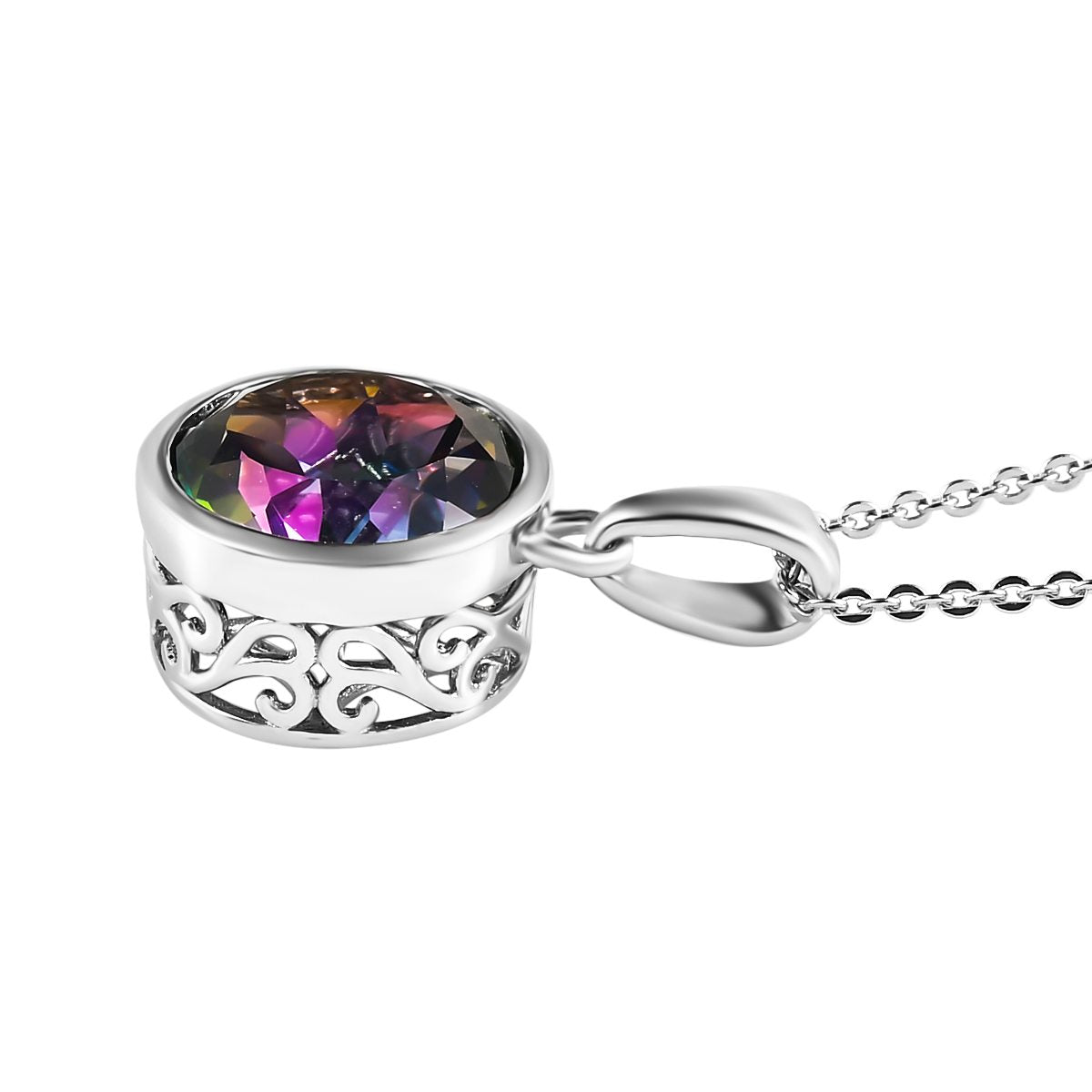 Nordlicht mystischer Topas Anhänger mit Kette, 925 Silber platiniert ca. 4.39 ct