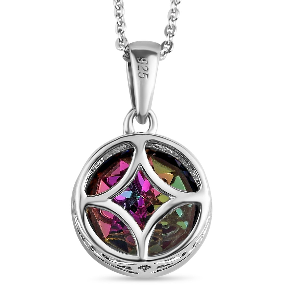 Nordlicht mystischer Topas Anhänger mit Kette, 925 Silber platiniert ca. 4.39 ct