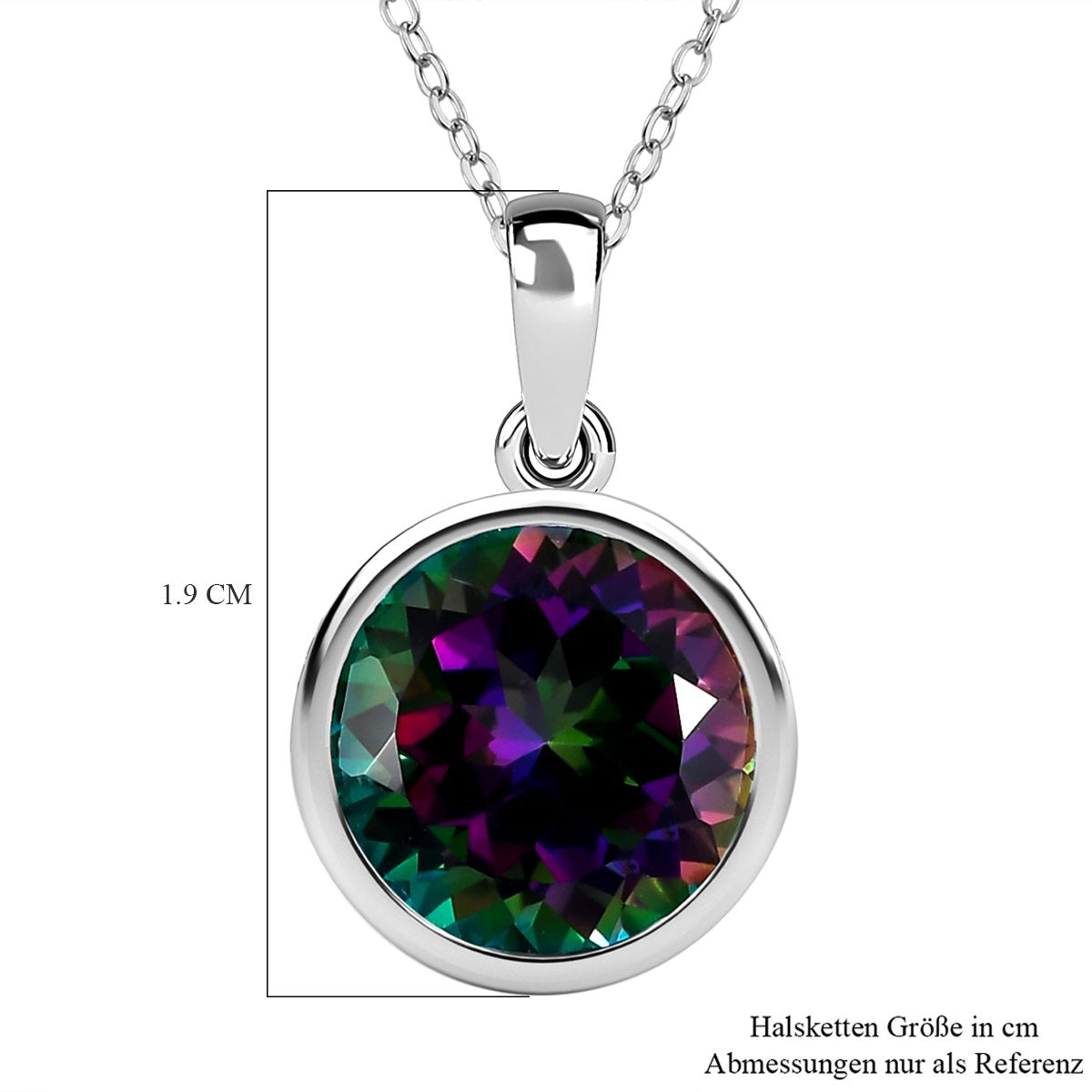 Nordlicht mystischer Topas Anhänger mit Kette, 925 Silber platiniert ca. 4.39 ct