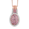 Rosa Saphir Anhänger mit Kette, 925 Silber roségold Vermeil ca. 2.03 ct