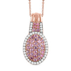 Rosa Saphir Anhänger mit Kette, 925 Silber roségold Vermeil ca. 2.03 ct