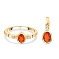 Crimson Feueropal-Ring und Anhänger, 925 Silber vergoldet ca. 0.76 ct