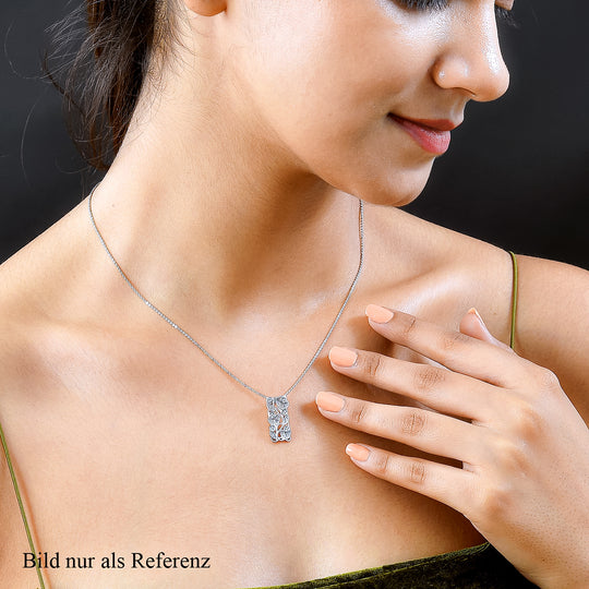ALLORO platinierter Silber-Anhänger mit Diamantakzenten und 50cm Kette