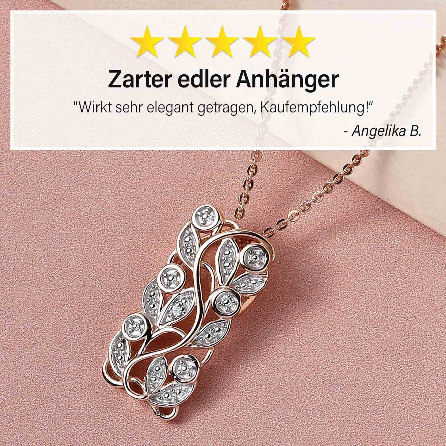 Weißer Diamant-Anhänger mit Kette, ca. 50 cm, 925 Silber platiniert