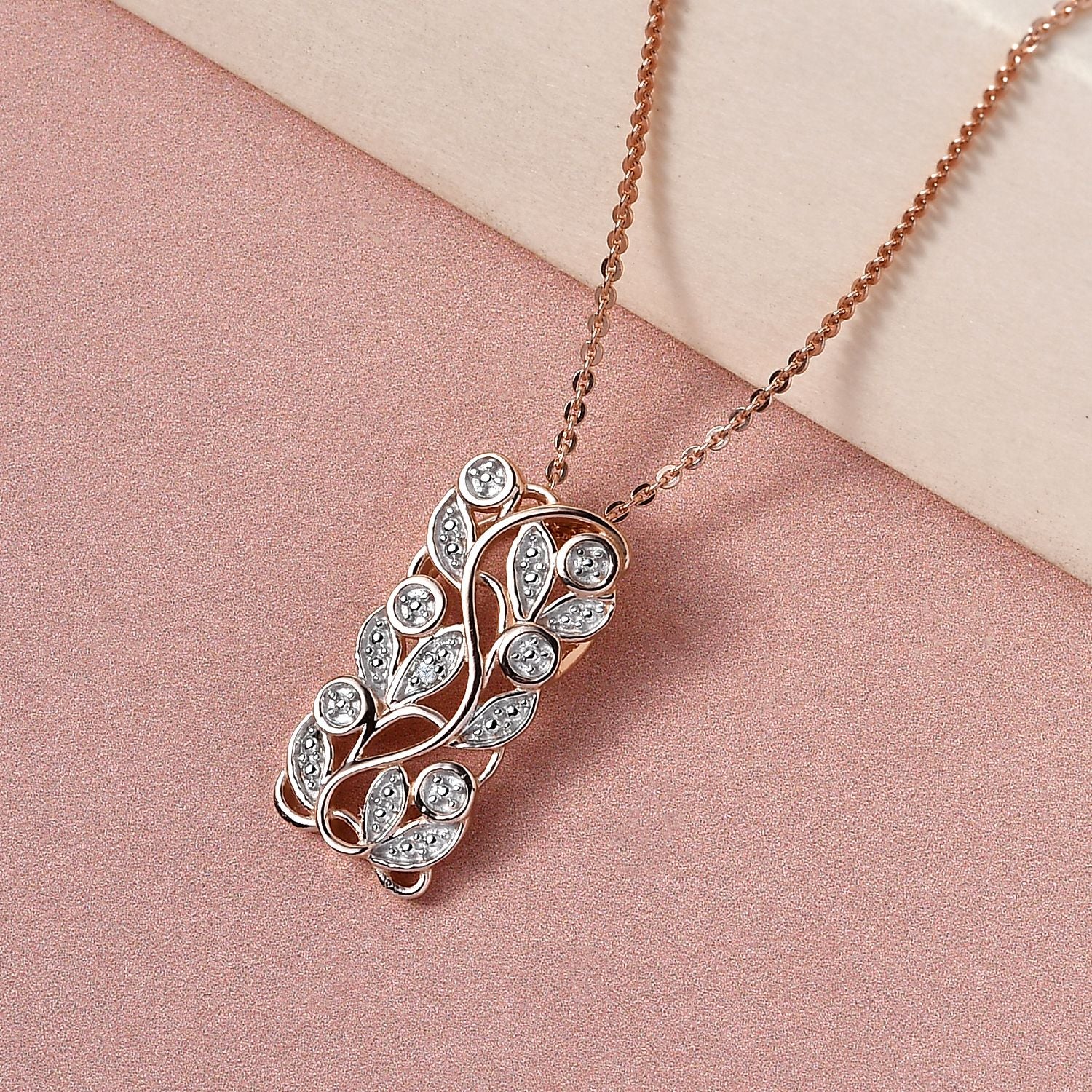 Weißer Diamant-Anhänger mit Kette, ca. 50 cm, 925 Silber platiniert