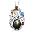 Labradorit und mehrfarbiger Edelstein-Anhänger mit Kette - 8,05 ct.