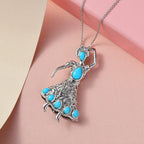 Sleeping Beauty Türkis Anhänger mit Kette, 925 Silber platiniert ca. 1.72 ct
