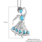 Sleeping Beauty Türkis Anhänger mit Kette, 925 Silber platiniert ca. 1.72 ct