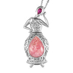Rhodochrosit und afrikanischer Rubin-Anhänger mit Kette, 925 Silber platiniert ca. 7.39 ct
