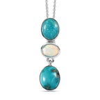 Sierra Nevada Türkis Anhänger mit Kette, 925 Silber platiniert ca. 6.59 ct