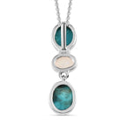 Sierra Nevada Türkis Anhänger mit Kette, 925 Silber platiniert ca. 6.59 ct