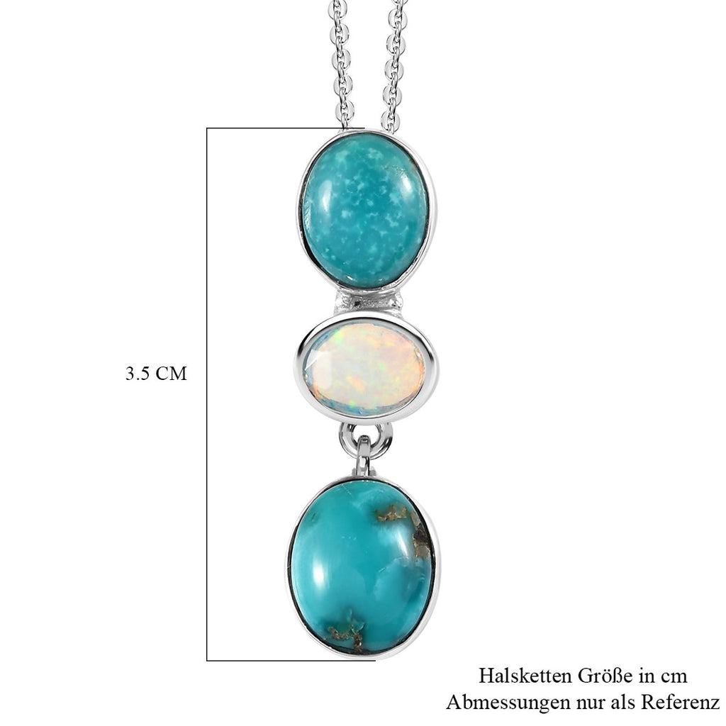 Sierra Nevada Türkis Anhänger mit Kette, 925 Silber platiniert ca. 6.59 ct