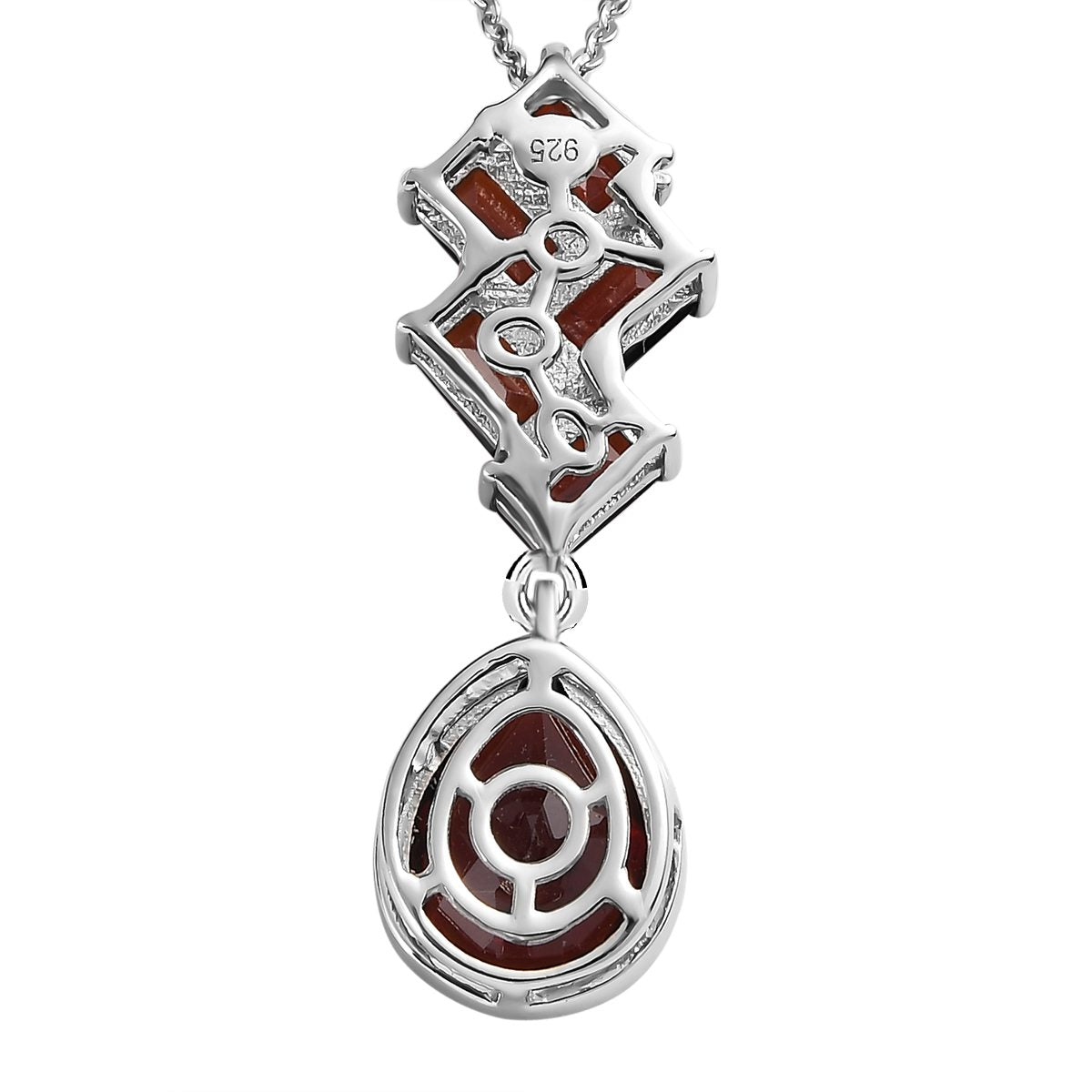 Natürlicher Mosambik Granat Anhänger mit Kette, 925 Silber platiniert ca. 4.37 ct