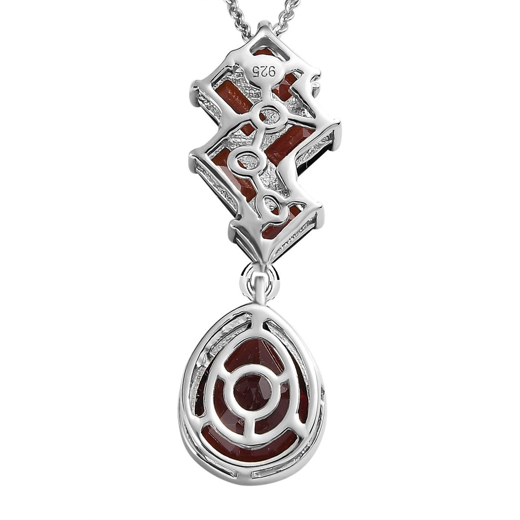 Natürlicher Mosambik Granat Anhänger mit Kette, 925 Silber platiniert ca. 4.37 ct
