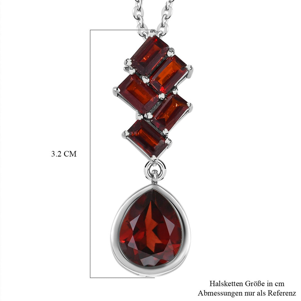 Natürlicher Mosambik Granat Anhänger mit Kette, 925 Silber platiniert ca. 4.37 ct