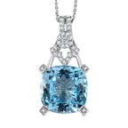 GP Bella Italia Kollektion - Himmelblaues Topas, weißes Zirkon Anhänger mit Kette , 925 Silber platiniert ca. 8.76 ct