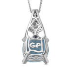 GP Bella Italia Kollektion - Himmelblaues Topas, weißes Zirkon Anhänger mit Kette , 925 Silber platiniert ca. 8.76 ct