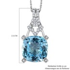 GP Bella Italia Kollektion - Himmelblaues Topas, weißes Zirkon Anhänger mit Kette , 925 Silber platiniert ca. 8.76 ct