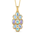 Natürlicher, äthiopischer Welo Opal Anhänger mit Kette, 925 Silber Gelbgold Vermeil ca. 3.00 ct