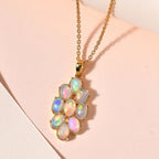 Natürlicher, äthiopischer Welo Opal Anhänger mit Kette, 925 Silber Gelbgold Vermeil ca. 3.00 ct