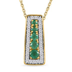 Kagem Sambischer Smaragd Anhänger mit Kette, 925 Silber vergoldet ca. 1.01 ct
