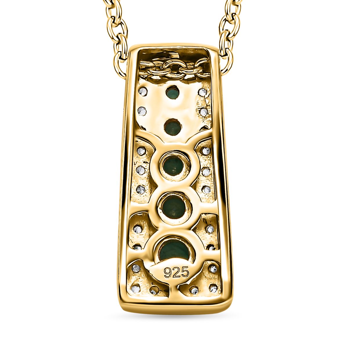 Kagem Sambischer Smaragd Anhänger mit Kette, 925 Silber vergoldet ca. 1.01 ct